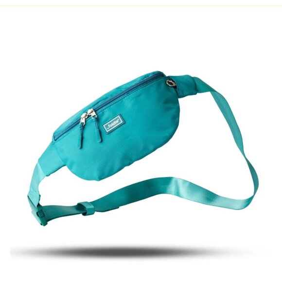 Foldie RFID Safe Teal Travel Fanny Pack With Lockable Zipper & Cut-Resistant Str - Picture 1 of 4
